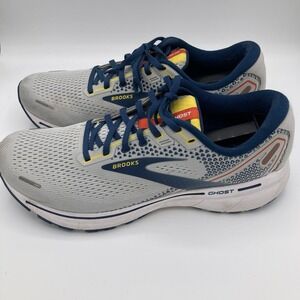 Brooks Ghost 14 Grey Navy White Shoes Men's Size 10.5 Sneakers 1103691D029